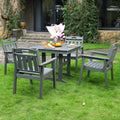 5 Piece Gray Dining Set With Umbrella Hole Outdoor Patio Dining Set With 4 Side Chairs Dining Table