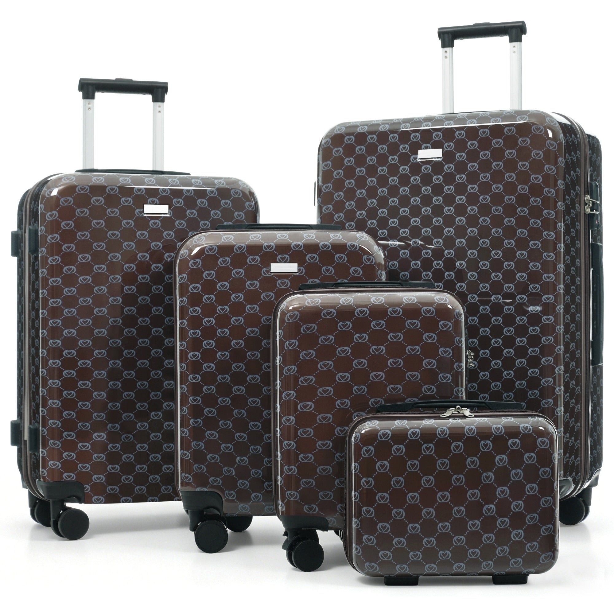 5 Piece Hardside Luggage Set With Tsa Lock Abs Spinner Suitcases 360 Quiet Rolling Wheels Multi Stage Adjustable Handle