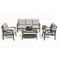 5 Piece Metal Patio Set 5 Seat Conversation Sofa With 4 Gray Cushions