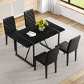 5 Piece Minimalist Retro Dining Table Set Textured Mdf Table 4 Ergonomic Pu Chairs Fashion Design