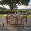 5 Piece Outdoor Dining Set With Acacia Wood Chairs And Round Table For Patios And Gardens