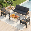 5 Piece Outdoor Patio Conversation Set With Cushioned Chairs All Weather Furniture N A