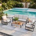 5 Piece Outdoor Patio Conversation Set With Cushions
