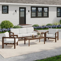 5 Piece Outdoor Patio Conversation Sofa Set With Coffee And Side Table