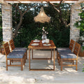5 Piece Outdoor Patio Dining Set With Adjustable Legs Acacia Wood Dinning Set For 4