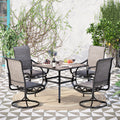 Mfstudio 5 Piece Patio Dining Set With 4 Padded Textilene Swivel Chairs And 37 Square Bistro Table With Umbrella Hole