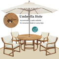 5 Piece Patio Dining Set With Umbrella Hole Durable Acacia Wood Table And Comfortable Chairs