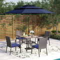 Phi Villa Seats Up To 4 5 Piece Patio Dining Sets 36 Square Acacia Wood Table And Stackable Armrest Chairs