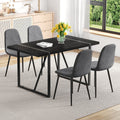 5 Piece Retro Rectangular Dining Table Set 55 Inch Textured Top Table 4 High Resilience Fabric Chairs