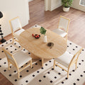 5 Piece Set 57.3 Extendable Dining Table With 4 Upholstered Chairs