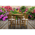 Chic Teak 5 Piece Teak Wood Orleans Bar Table Chair Set With Cushions