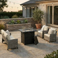 5 Piece Wicker Patio Conversation Set With Fire Pit N A