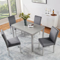 5 Piece Wooden Dining Table Set With A Rectangular Table And 4 Upholstered Chairs With Crystal Decoration And Chairs Set
