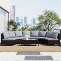 5 Pieces All Weather Pe Rattan Wicker Sofa Set Outdoor Patio Sectional Furniture Set