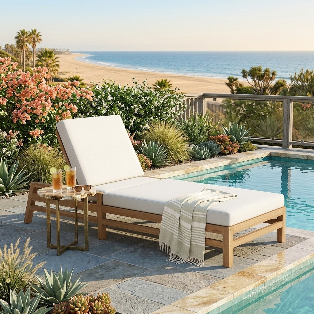 5 Position Adjustable Outdoor Chaise Lounge With Plush Cushions By Leisure Zone