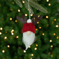 5 Red And Gray Santa Gnome With Moose Antlers Christmas Ornament Decoration N A