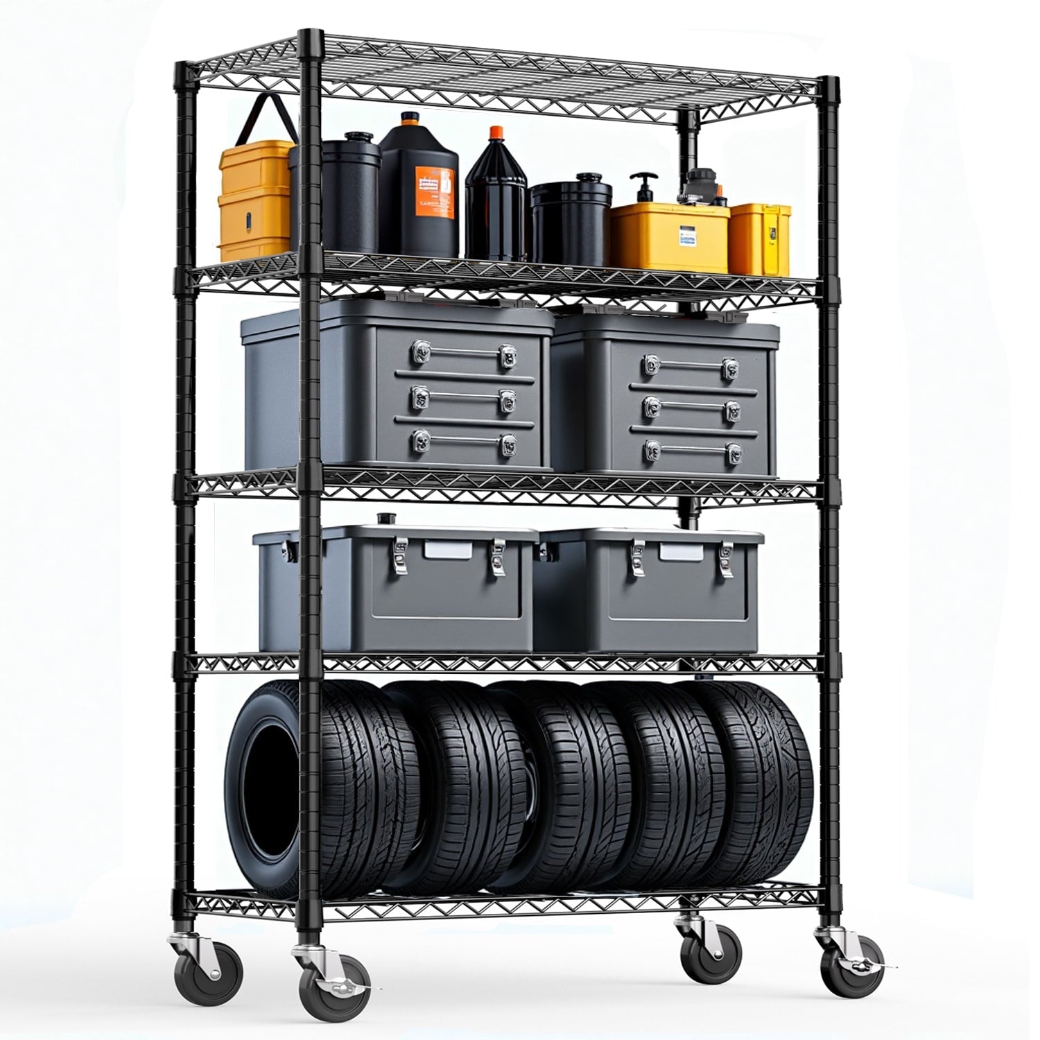 5 Shelf Storage Shelves Wire Shelving Heavy Duty Metal Storage Shelving Unit Adjustable Garage Shelving Rack