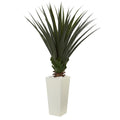 5 Spiky Agave Artificial Plant In White Tower Planter