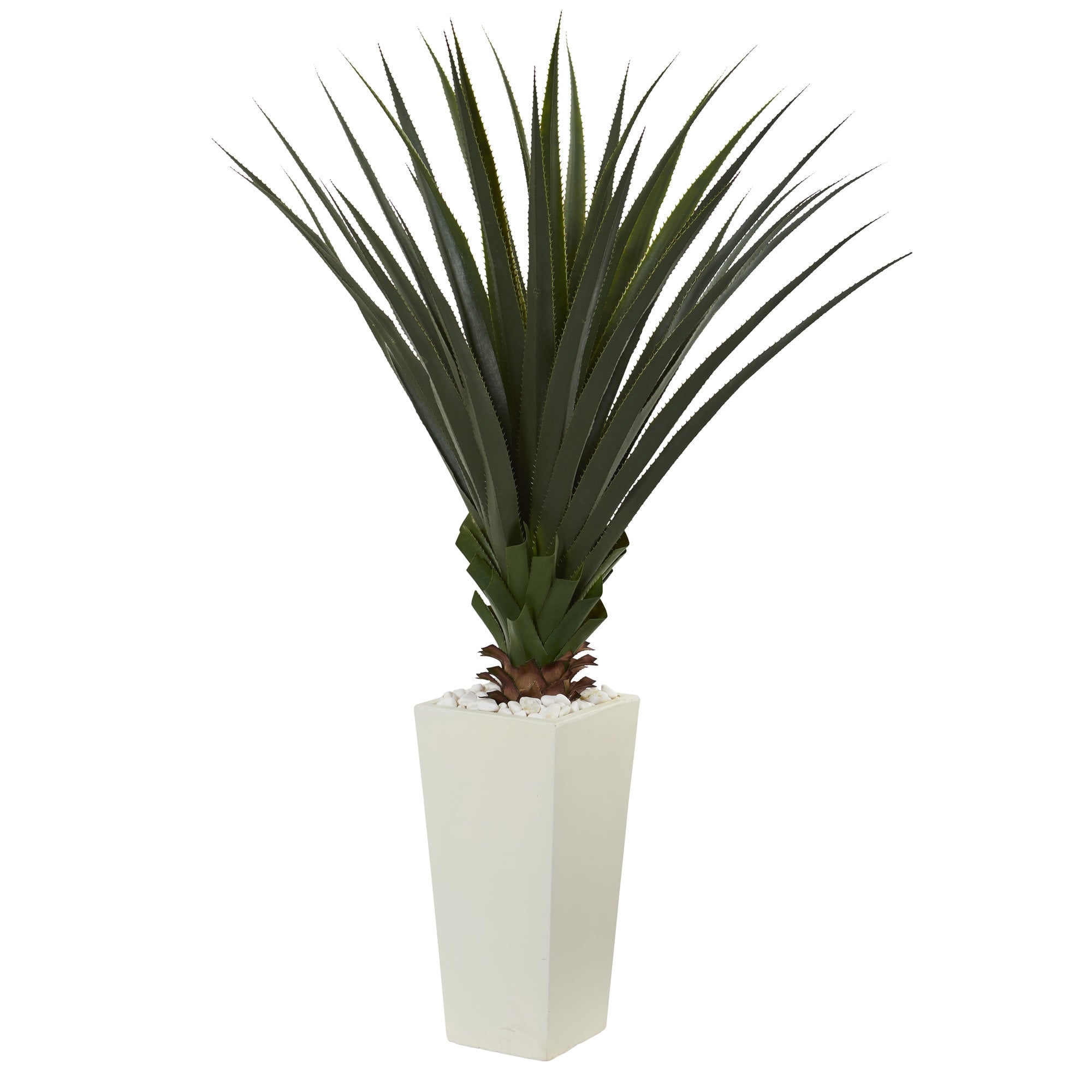 5 Spiky Agave Artificial Plant In White Tower Planter