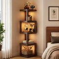 5 Tier 360 Rotating Bamboo Bookshelf Floor Standing Cabinet 5 Tier