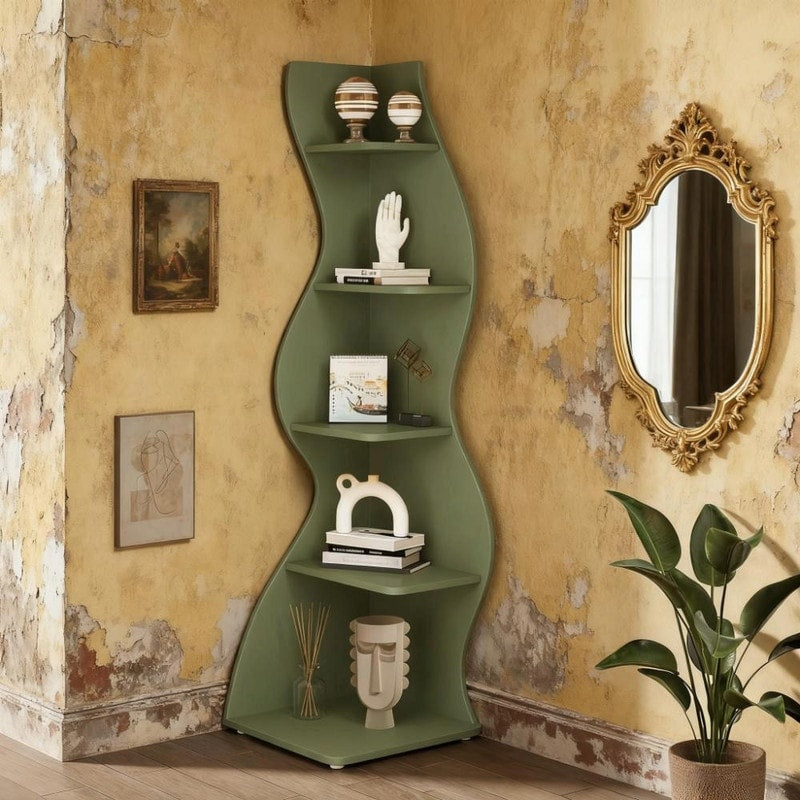 5 Tier Corner Wall Bookshelf Storage Rack And Plant Stand