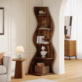 5 Tier Curved Wavy Corner Bookshelf Freestanding Plant Stand Bookcase For Living Room