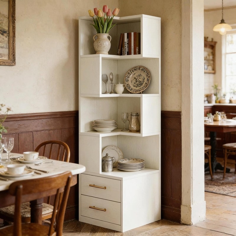 5 Tier L Shaped Bookcase For Corner Storage And Display