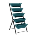 5 Tier Raised Garden Bed With 5 Planter Box Outdoor Plant Stand Grow Containers With Leaking Holes Green