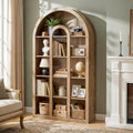 5 Tier Tall Arched Bookshelf With Open Shelves For Living Room Office Bedroom Rustic Brown