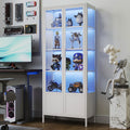 5 Tier Tempered Glass Curio Display Cabinet With Adjustable Shelves And 13 Color Lights 66.9 H X 27.6 W X 13.8 D