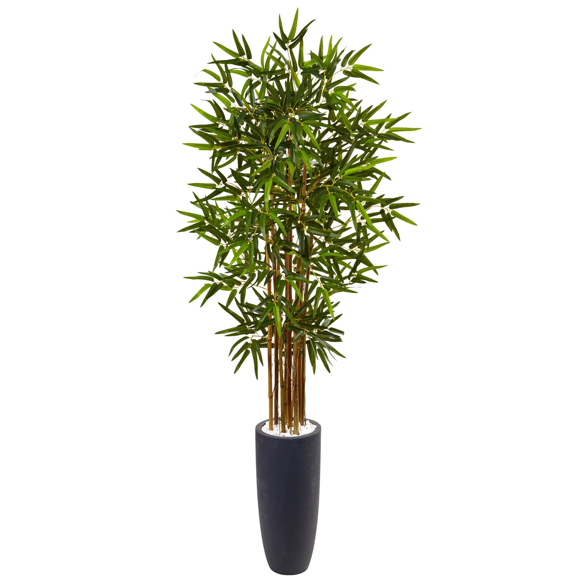 Nearly Natural 5 Foot Bamboo Tree In Grey Cylinder Planter