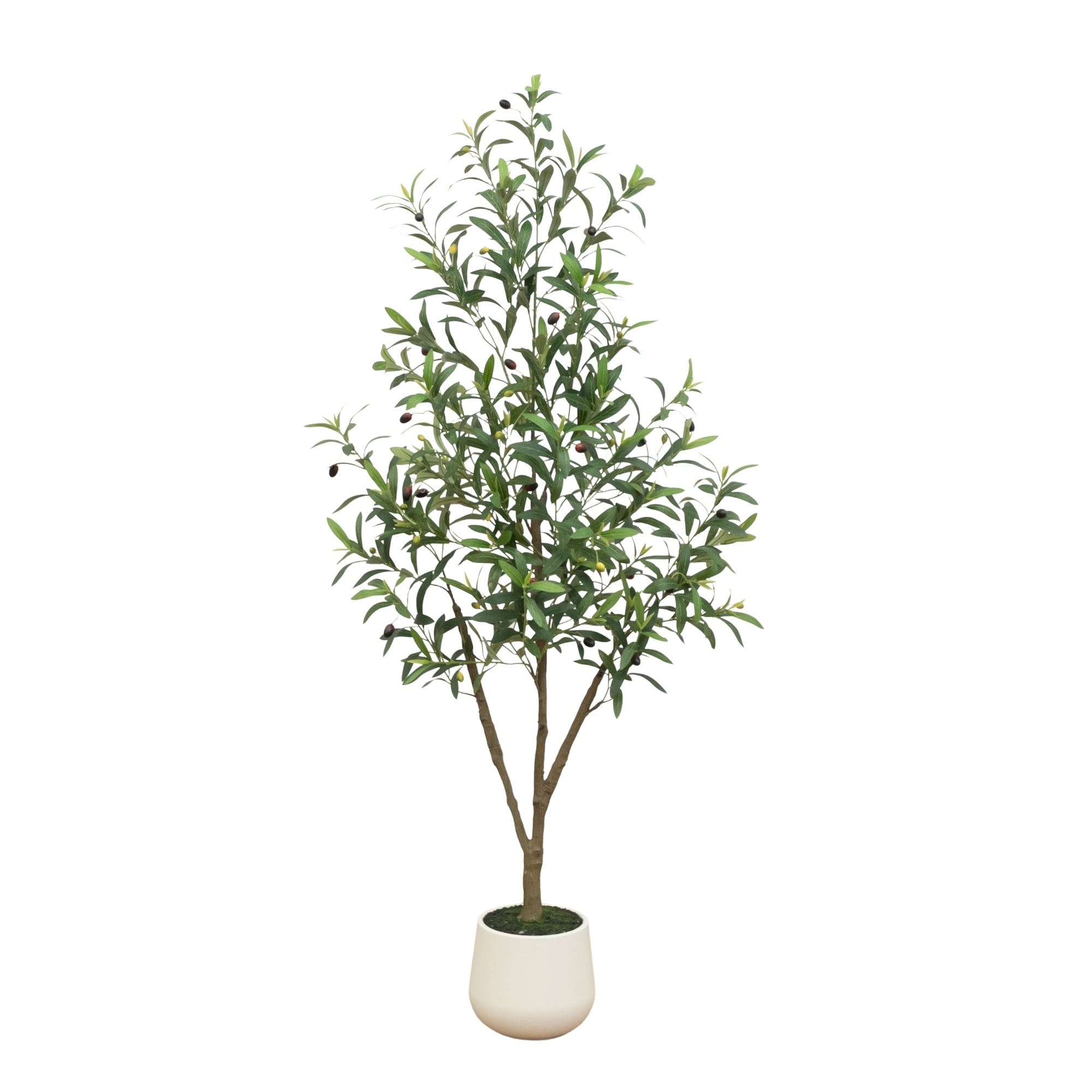 5 Ft Artificial Olive Tree In White Decorative Planter