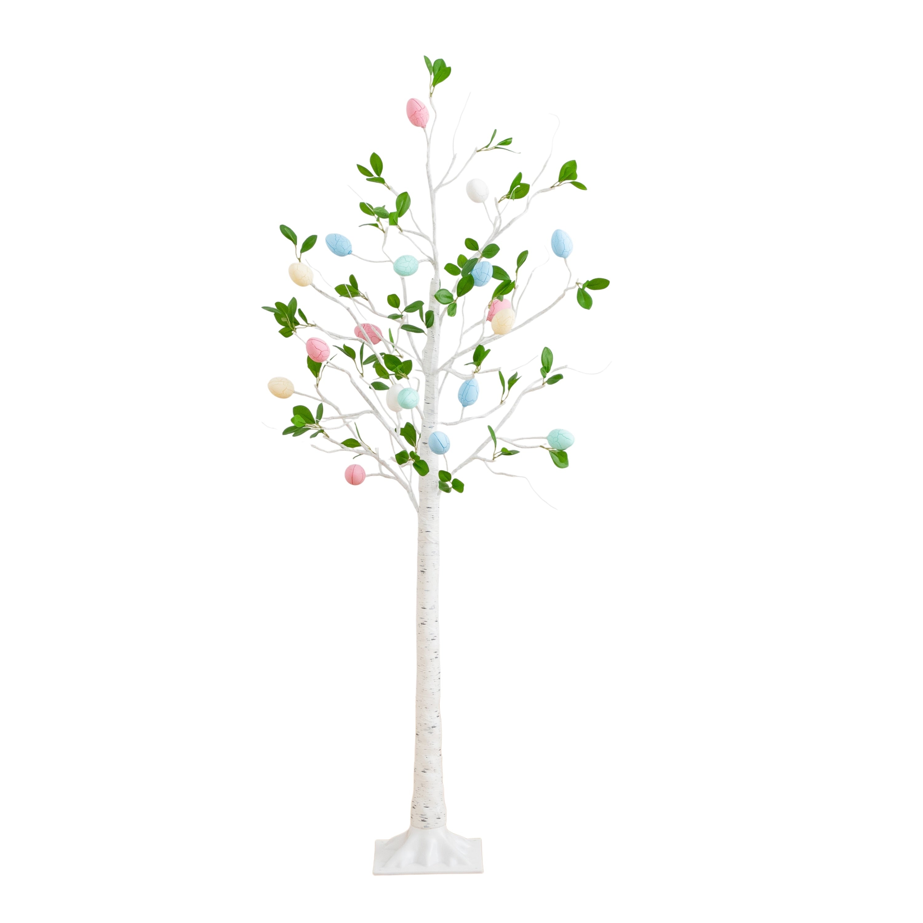 5 Ft Pre Lit Blooming Easter Egg Twig Tree With 18 Led Lights