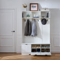 5 In 1 Entryway Hall Tree With Bench And Open Storage For Shoes