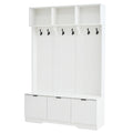 5 In 1 Hall Tree With Bench 3 Open Storage Cabinets For Hallway Living Room N A