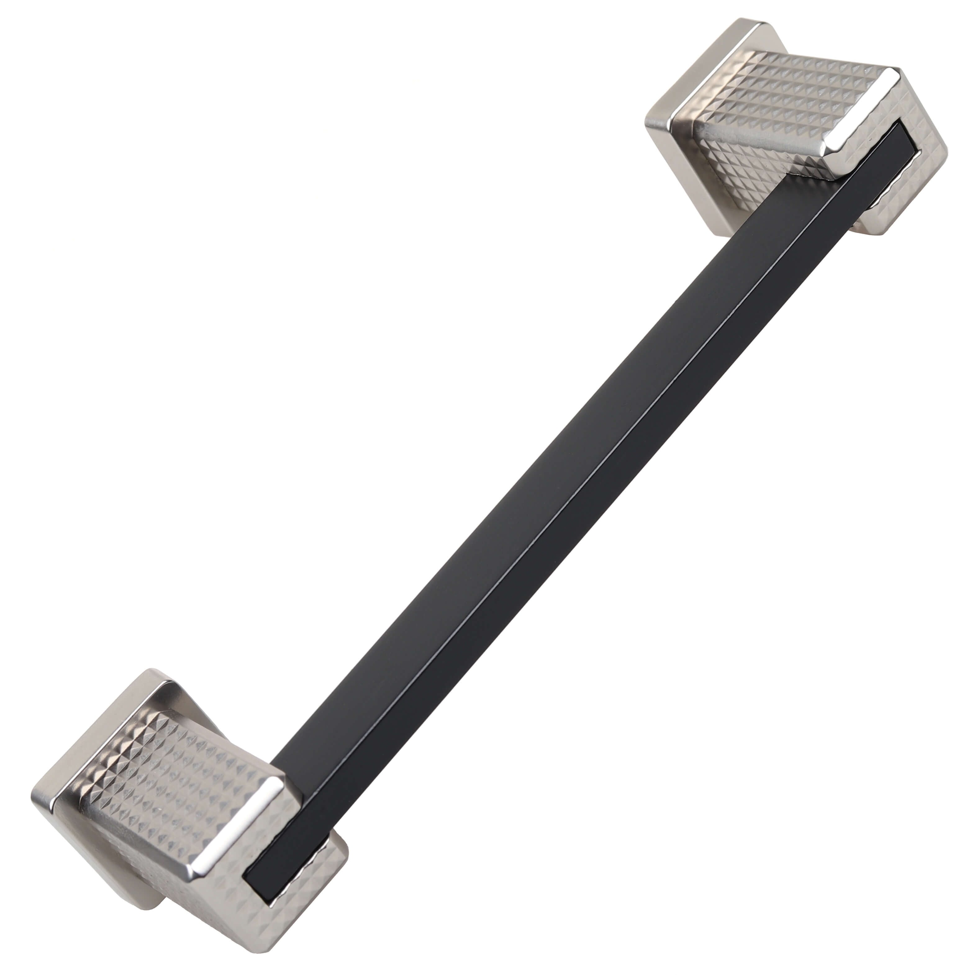 5 In. Center Modern Flat Embossed Matte Black Cabinet Pulls 5 Pack
