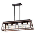 5 Light Ancient Wood Linear Island Fixture