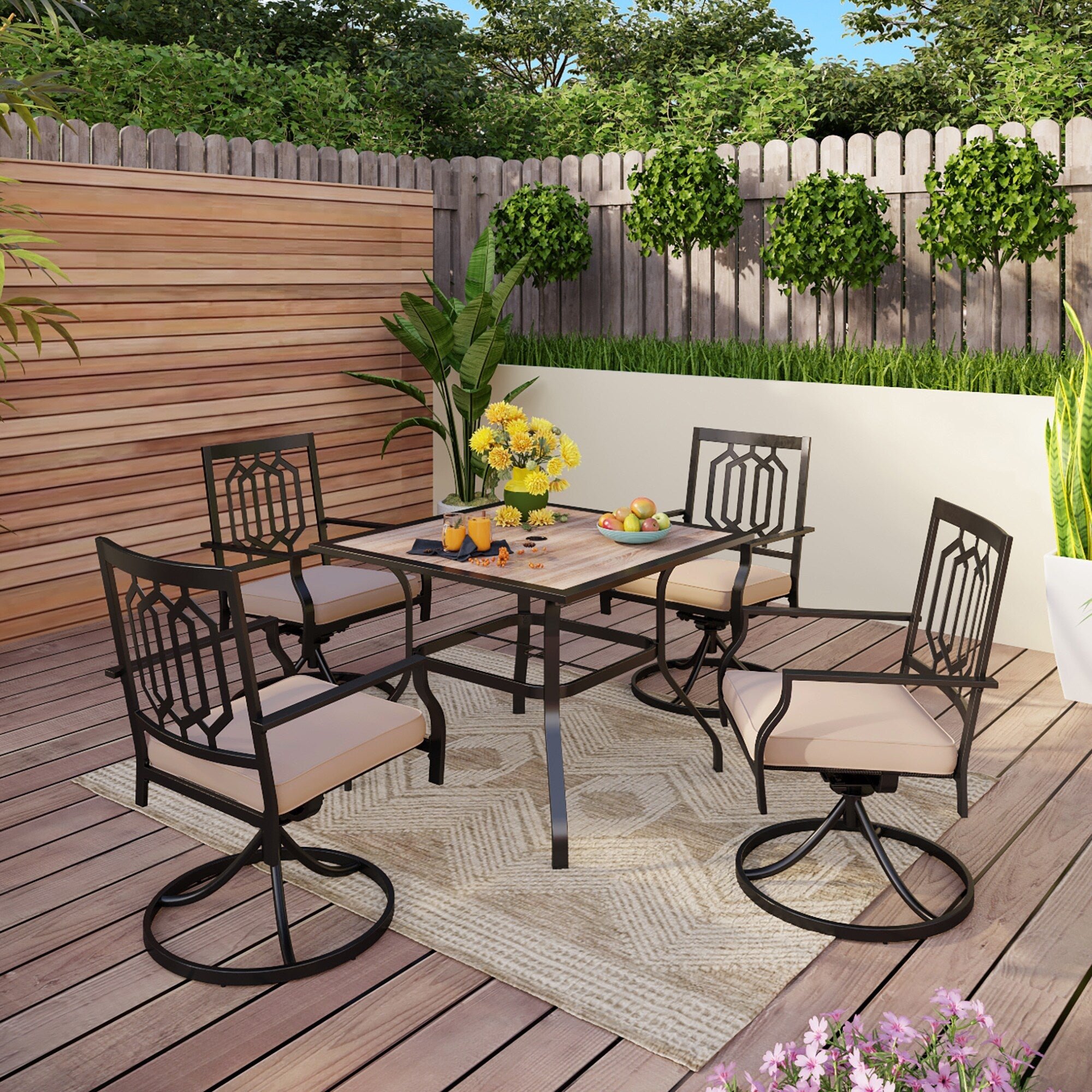 Phi Villa Metal Outdoor Patio Bistro Furniture Set