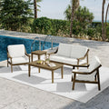 5 Piece Adirondack Patio Teak Lounge Chairs Loveseat Conversation Set