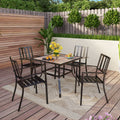 Phi Villa Patio Wood Like Square Table And Chairs Dining Set