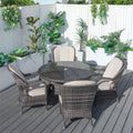 5 Piece Patio Wicker Dining Set With Cushions Outdoor Furniture By Moda Furnishings