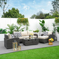5Pcs Wicker Patio Sofa Set Outdoor Chat Sets With Drawer Table By Moda Furnishings