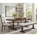 5 Pieces Farmhouse Dining Table For 6 74.8 Kitchen Table Set With 2 Benches And 2 Chairs Solid Wood Legs And Cushion Seat