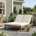 5 Position Adjustable Backrest Double Recliner Outdoor Lounger With Cushion And Foldable Side Tray Accommodates Two People.