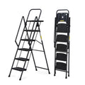 5 Step Ladder Foldable Step Stool With Tool Tray And Wide Non Slip Pedals Sturdy Steel Ladder Lightweight Steel Step Stool