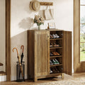 5 Tier Entryway Shoe Storage Cabinet With Louvered Doors 13.78 D X 28.74 W X 43.31 H