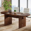5.24 Ft Solid Wood Oval Conference Table For 6 People