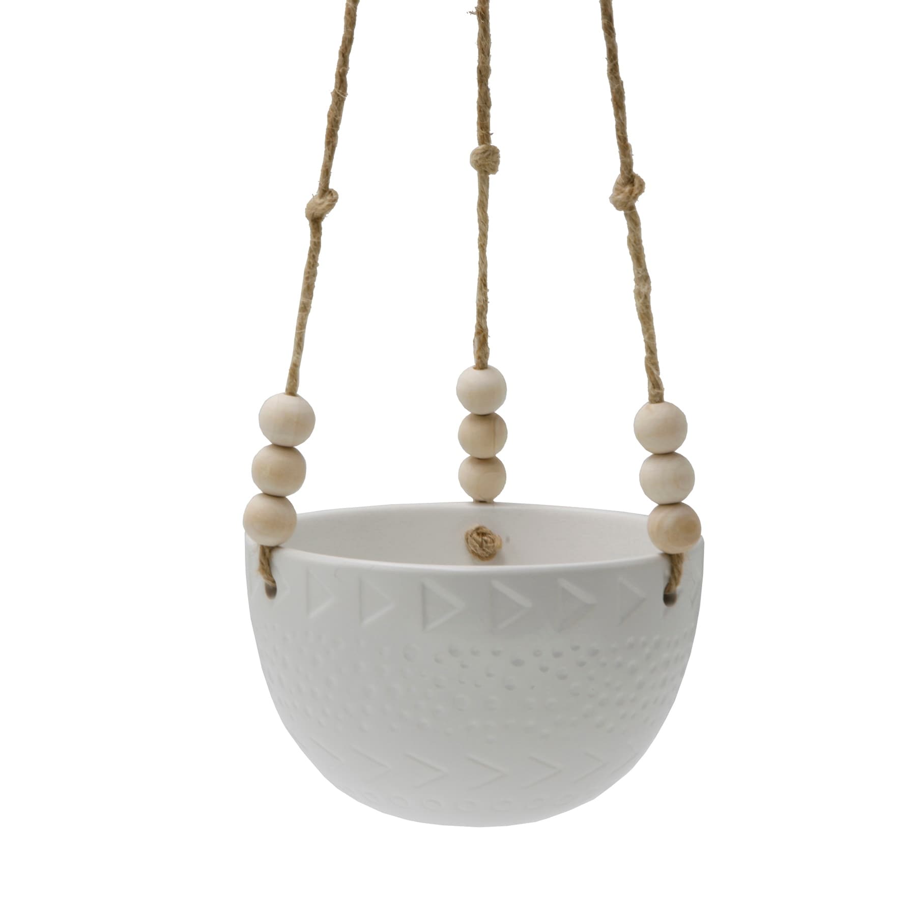 5.375 Caveman Ceramic Hanging Planter With Beads