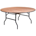 66 Feet Round Wood Folding Banquet Table With Clear Coated Finished Top