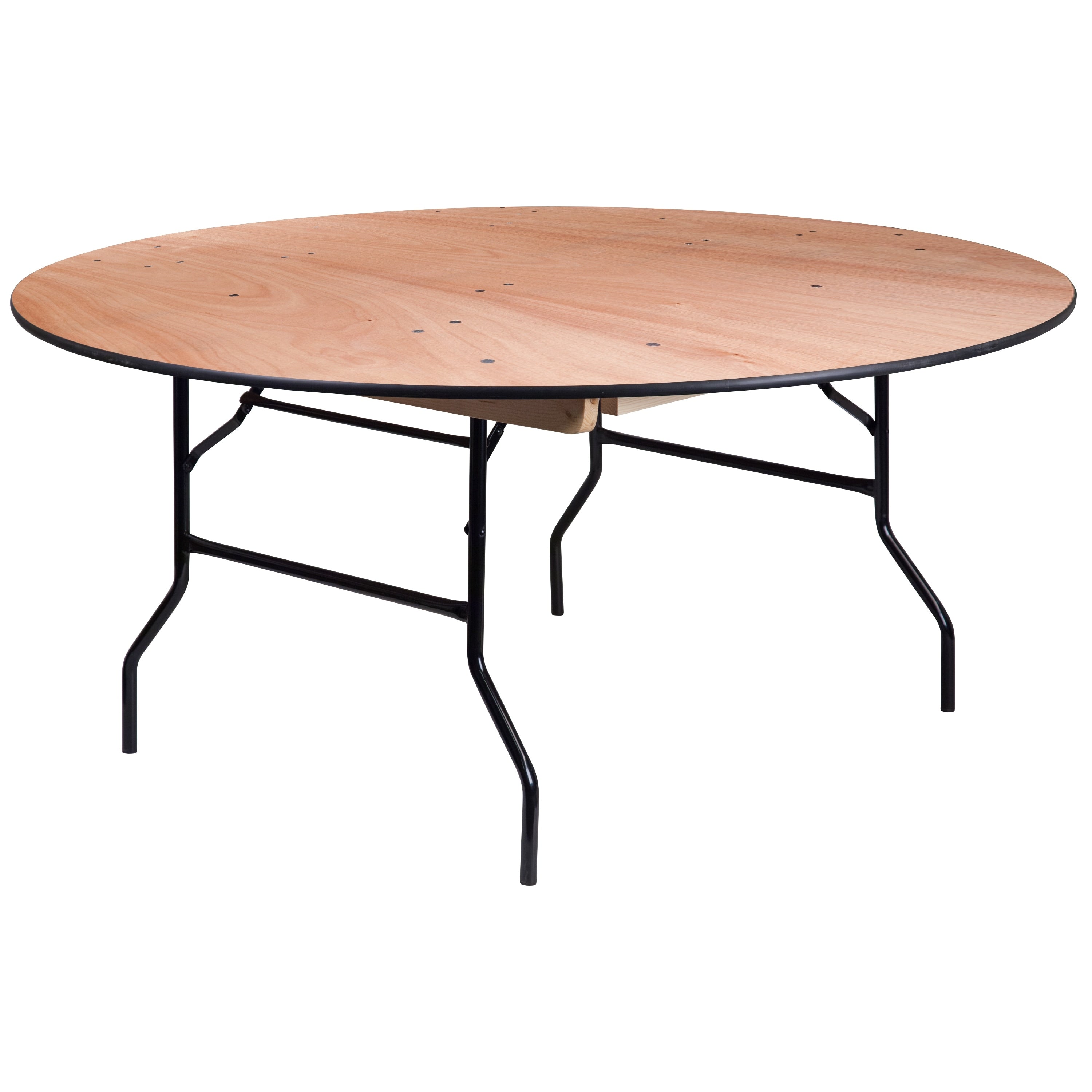 66 Feet Round Wood Folding Banquet Table With Clear Coated Finished Top